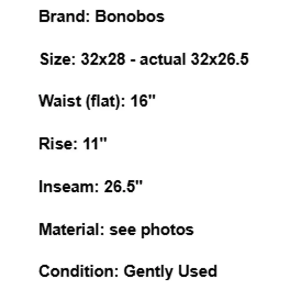 Bonobos Jeans Athletic Straight Dark Wash Blue 32x28 Minimalist Casual Normcore